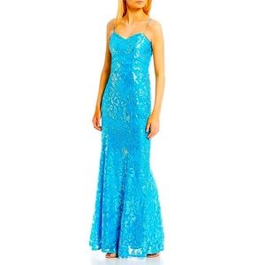 Pattern Sequin Sweetheart Neck Long Dress